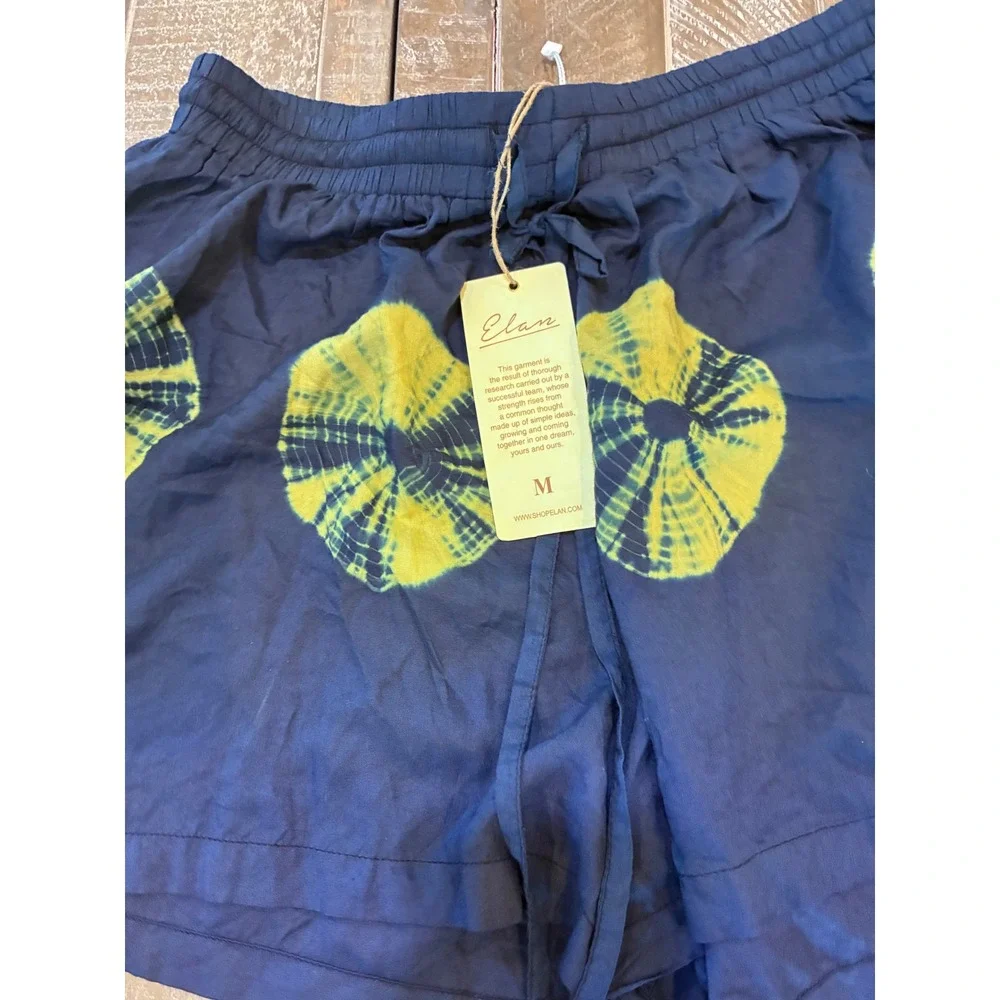 Elan Blue Tie‎ Dye Print Drawstring Waist Beach, Cozy Shorts Women's Size M